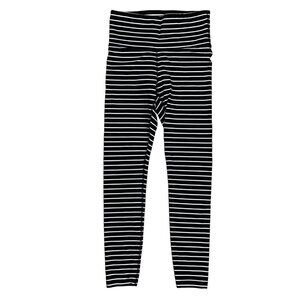 Athleta SIZE XS Elation Virasana Black/White Striped Crop Yoga Legging